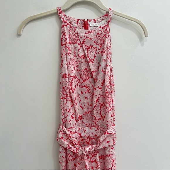Liberty Fabric for Antonio Melani Red White Floral Tie Midi Dress Sleeveless 0 - Picture 2 of 11